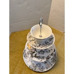 V&A Alice in Wonderland Fine China 3-Tier Cup Cake Stand with Teacup Topper